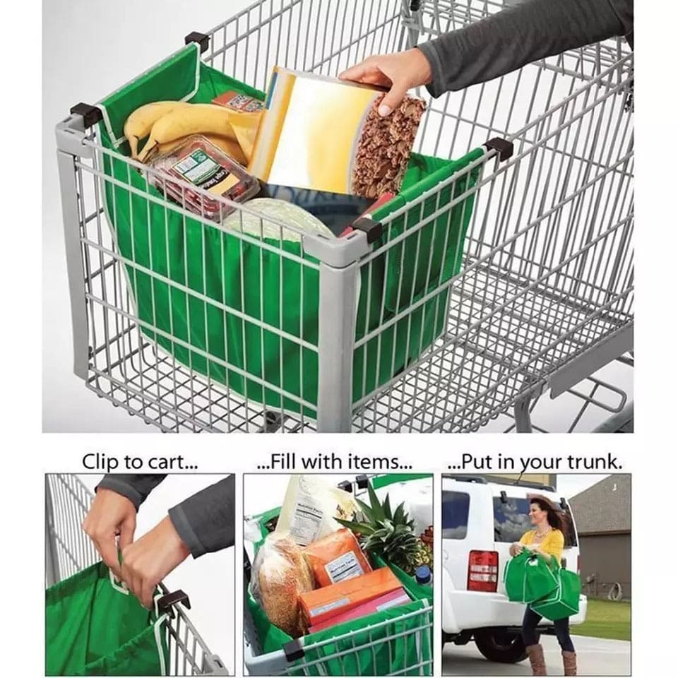Set of 2 Large Capacity Foldable Reusable Handbags, Supermarket Trolley Shopping Bags, Stretchable Non-Woven Grocery Bags Set of 2 Large Capacity Foldable Reusable Handbags, Supermarket Trolley Shopping Bags, Stretchable Non-Woven Grocery Bags